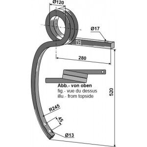 Скрученная стойка тяжелого культиватора правая 30х30