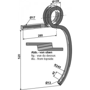 Скрученная стойка тяжелого культиватора левая 30х30