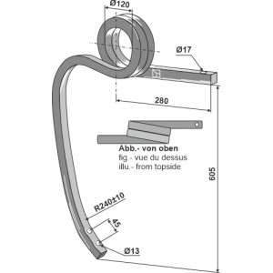 Скрученная стойка тяжелого культиватора правая 30х30