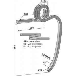 Скрученная стойка тяжелого культиватора левая 30х30