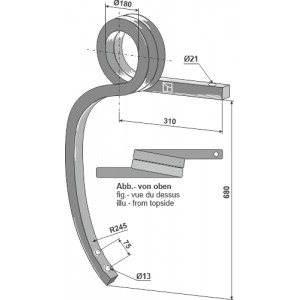 Скрученная стойка тяжелого культиватора правая