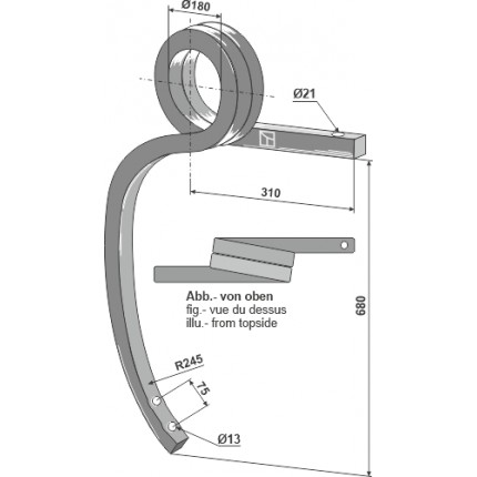 Скрученная стойка тяжелого культиватора правая
