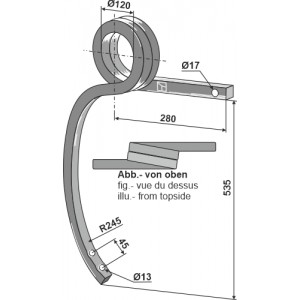 Скрученная стойка тяжелого культиватора правая