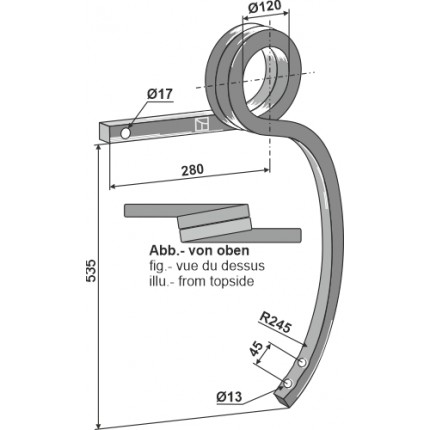 Скрученная стойка тяжелого культиватора левая