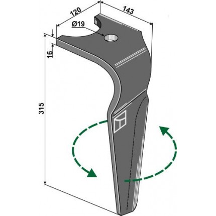 Зуб ротационной бороны, левый