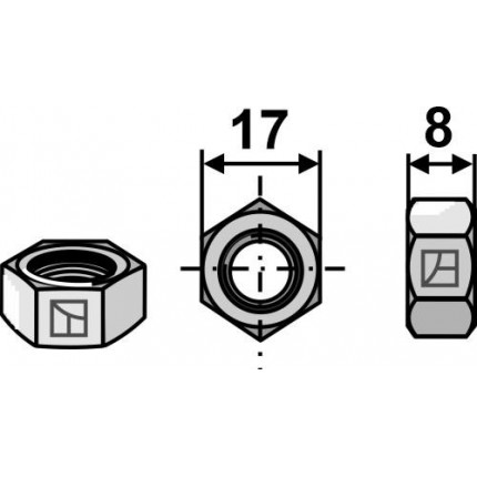 Гайка M10x1,5 оцинкованная, левая резьба