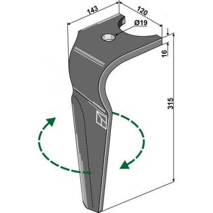Зуб ротационной бороны, правый