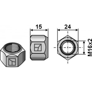 Металлическая гайка с зажимной частью М16 - DIN 980 - 10.9 оцинкованная