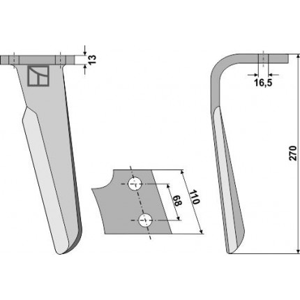 Зуб ротационной бороны, левый