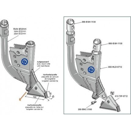 Высевающий сошник - правый
