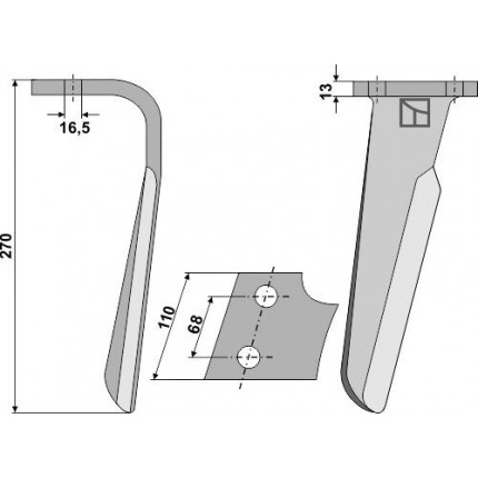 Зуб ротационной бороны, правый