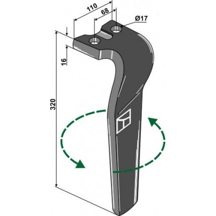 Зуб ротационной бороны, левый