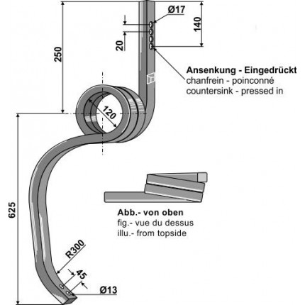 Следорыхлительный зуб, правый