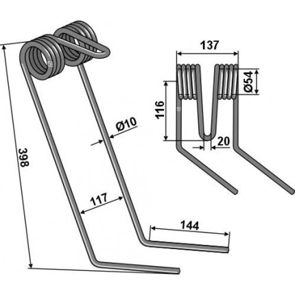 Зуб сетчатой бороны, правый