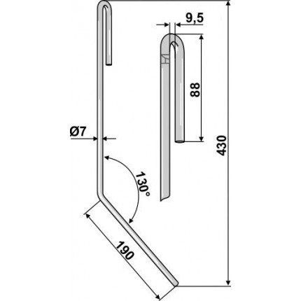 Зуб сетчатой бороны левый