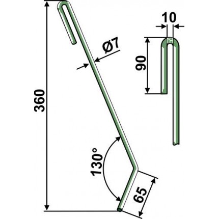 Зуб сетчатой бороны левый