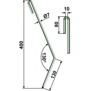Зуб сетчатой бороны левый