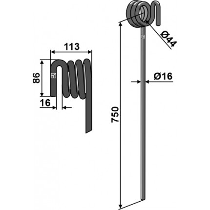 Зуб сетчатой бороны - правый