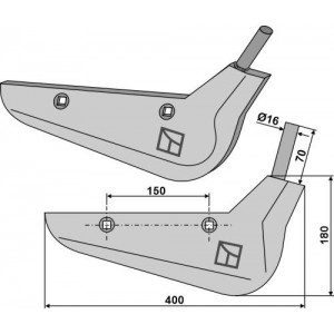 Лемех свеклокопателя, правый