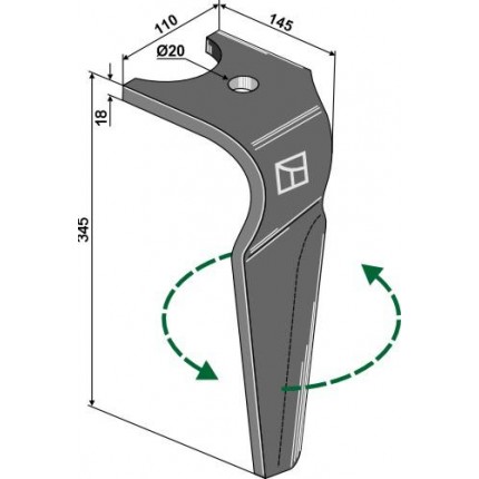Зуб ротационной бороны, левый