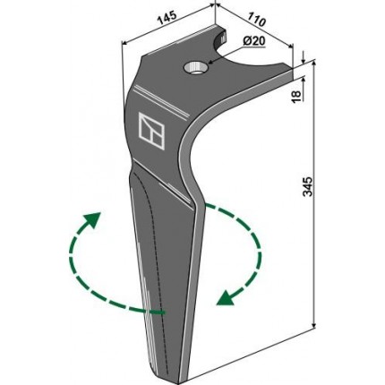 Зуб ротационной бороны, правый