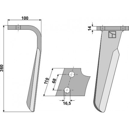 Зуб ротационной бороны правый