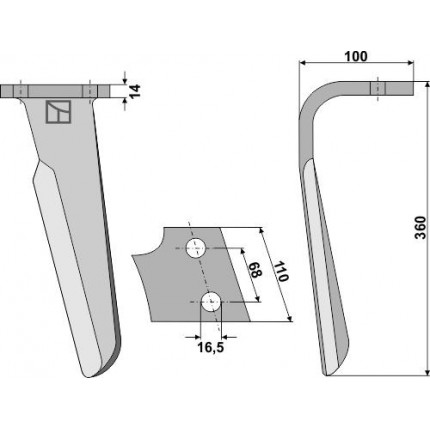 Зуб ротационной бороны правый