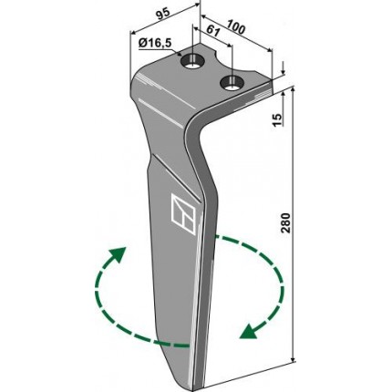 Зуб ротационной бороны, правый
