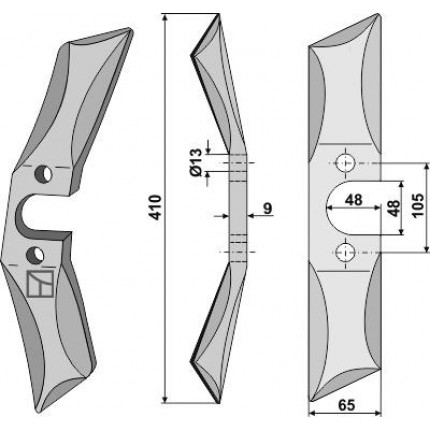 Нож лопатковидный левый