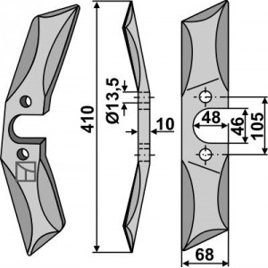 Прямой лопатковидный нож из борной стали, левый