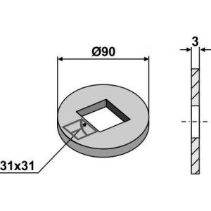 Компенсационная шайба для четырехгранных валов 28х28 и 30х30