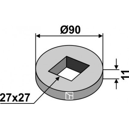 Кольцо для приваривания четырехгранных валов 26х26