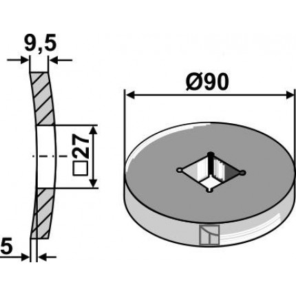 Кольцо для приваривания четырехгранных валов 26х26