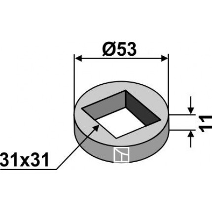 Кольцо для приваривания четырехгранных валов 28х28 и 30х30