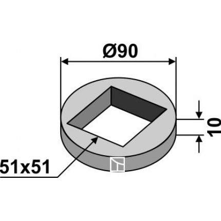 Кольцо для приваривания четырехгранных валов 50х50