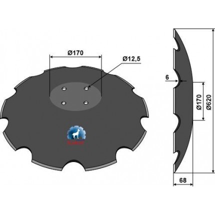 Зубчатый диск с плоским гнездом - Ø620