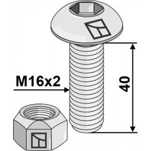 Болт М16х2х40 с внутренним шестигранником с гайкой