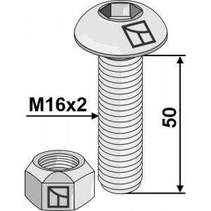 Болт М16х2х50 с внутренним шестигранником с гайкой