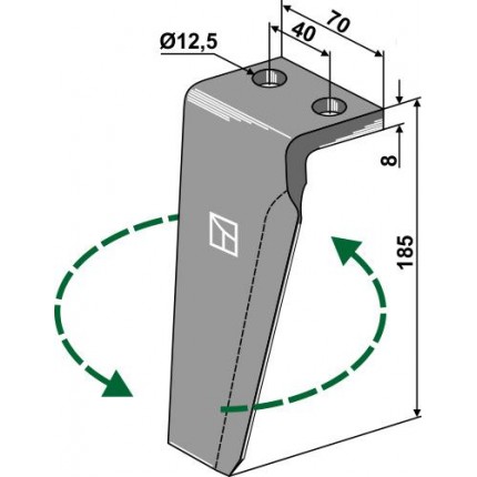 Зуб ротационной бороны, левый