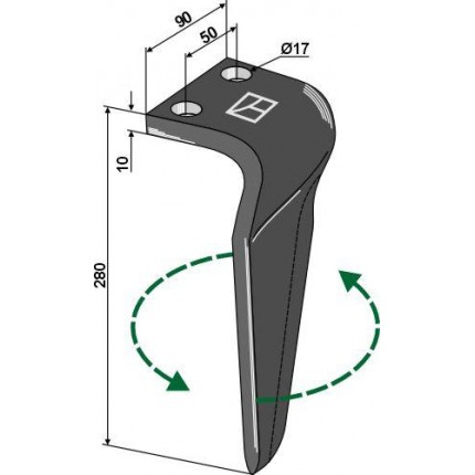 Зуб ротационной бороны, левый