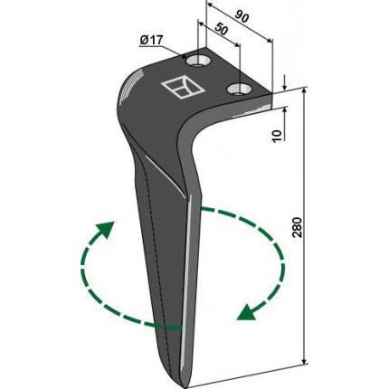 Зуб ротационной бороны, правый