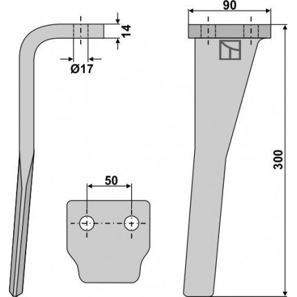 Зуб ротационной бороны, правый