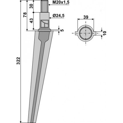Зуб ротационной бороны