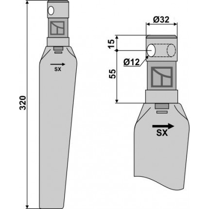 Зуб ротационной бороны, левый