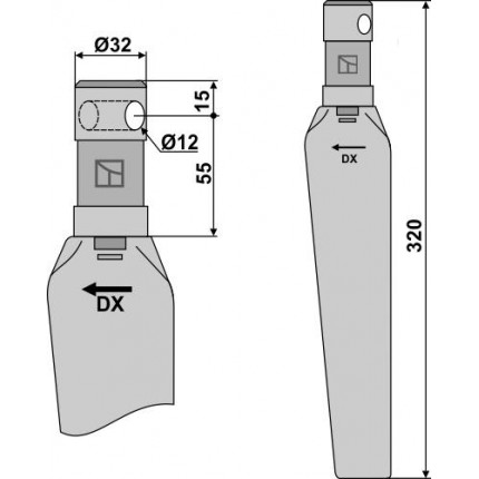 Зуб ротационной бороны правый