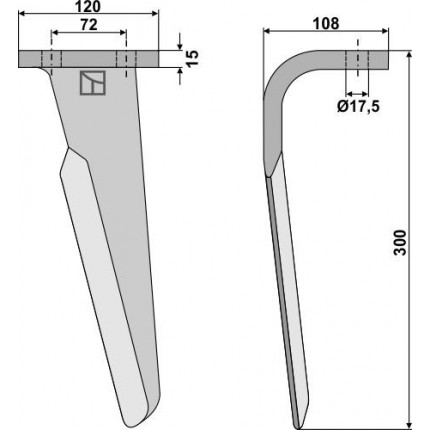 Зуб ротационной бороны, левый
