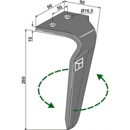 Зуб ротационной бороны левый