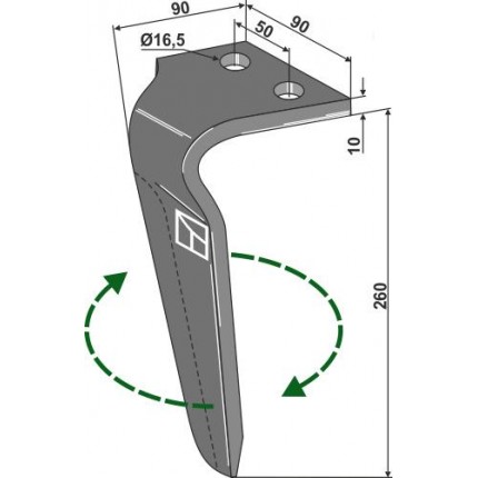 Зуб ротационной бороны правый