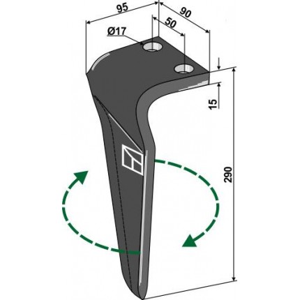 Зуб ротационной бороный, правый