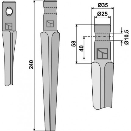 Зуб ротационной бороны